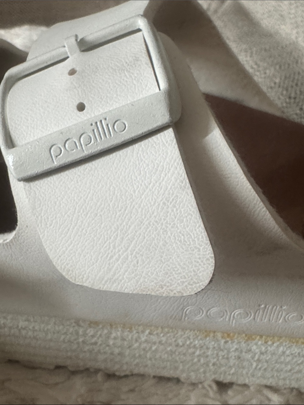 Papillio White Double Buckle Slide Sandals - Picture 2 of 4